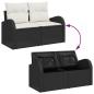 Preview: 9-teiliges Garten-Sofa-Set mit Kissen schwarzes Poly-Rattan, 2-Sitzer Garten-Sofa mit Stauraum & Kissen schwarzes Poly-Rattan