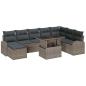 Preview: ARDEBO.de - 9-teiliges Garten Sofa Set mit Kissen Grau Poly Rattan, 2-Sitzer Garten Sofa mit Stauraum und Kissen Grau Poly Rattan
