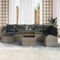 Preview: 9-teiliges Garten Sofa Set mit Kissen Grau Poly Rattan, 2-Sitzer Garten Sofa mit Stauraum und Kissen Grau Poly Rattan