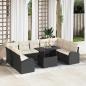 Preview: ARDEBO.de - 10-teiliges Garten-Sofa-Set mit Kissen Schwarz Poly-Rattan, 2-Sitzer Garten-Sofa mit Stauraum & Kissen Schwarz Poly-Rattan