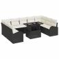 Preview: 10-teiliges Garten-Sofa-Set mit Kissen Schwarz Poly-Rattan, 2-Sitzer Garten-Sofa mit Stauraum & Kissen Schwarz Poly-Rattan