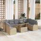 Preview: ARDEBO.de - 10-teiliges Garten Sofaset mit Kissen Beige Poly Rattan, 2-Sitzer Garten Sofa mit Stauraum & Kissen Beige Poly Rattan