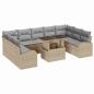 Preview: 10-teiliges Garten Sofaset mit Kissen Beige Poly Rattan, 2-Sitzer Garten Sofa mit Stauraum & Kissen Beige Poly Rattan