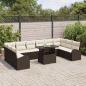 Preview: 11-teiliges Garten Sofa Set mit Kissen Braun Poly Rattan, 2-Sitzer Garten Sofa mit Stauraum & Kissen Braun Poly Rattan