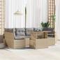 Preview: ARDEBO.de - 7-teilige Garten Sofaset mit Kissen Beige Poly Rattan, 2-Sitzer Garten Sofa mit Stauraum & Kissen Beige Poly Rattan