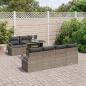 Preview: 8-teiliges Gartensofa Set mit Kissen Grau Poly Rattan, 2-Sitzer Gartensofa mit Stauraum und Kissen Grau Poly Rattan