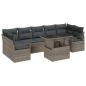 Preview: 8-teiliges Garten Sofa Set mit Kissen Grau Poly Rattan, 2-Sitzer Garten Sofa mit Stauraum & Kissen Grau Poly Rattan