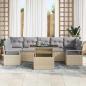 Preview: 8-teiliges Garten Sofa Set mit Kissen Beige Poly Rattan, 2-Sitzer Garten Sofa mit Stauraum & Kissen Beige Poly Rattan