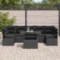 Preview: ARDEBO.de - 8-teiliges Garten Sofa Set mit Kissen Schwarz Poly Rattan, 2-Sitzer Garten Sofa mit Stauraum & Kissen Schwarz Poly Rattan