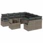 Preview: ARDEBO.de - 9-teiliges Garten Sofa Set mit Kissen Grau Poly Rattan, 2-Sitzer Garten Sofa mit Stauraum & Kissen Grau Poly Rattan