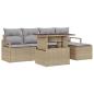 Preview: 6-teiliges Garten Sofa Set mit Kissen Beige Poly Rattan, 2-Sitzer Garten Sofa mit Stauraum & Kissen Beige Poly Rattan