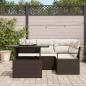 Preview: 5-teiliges Garten-Sofa-Set mit Kissen Braun Poly-Rattan, 2-Sitzer Garten-Sofa mit Stauraum & Kissen Braun Poly-Rattan