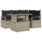 Preview: 5-teiliges Garten-Sofa-Set mit Kissen Hellgrau Poly-Rattan, 2-Sitzer Garten-Sofa mit Stauraum & Kissen Grau Poly-Rattan