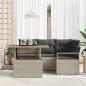 Preview: 5-teiliges Garten-Sofa-Set mit Kissen Hellgrau Poly-Rattan, 2-Sitzer Garten-Sofa mit Stauraum & Kissen Grau Poly-Rattan