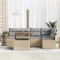 Preview: 6-teiliges Garten-Sofa-Set mit Kissen Beige Poly Rattan, 2-Sitzer Garten Sofa mit Stauraum & Kissen Beige Poly Rattan