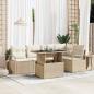 Preview: ARDEBO.de - 6-teiliges Garten-Sofaset mit Kissen Beige Poly Rattan, 2-Sitzer Garten-Sofa mit Stauraum & Kissen Beige Poly Rattan