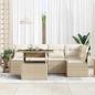 Preview: 6-teiliges Garten-Sofaset mit Kissen Beige Poly Rattan, 2-Sitzer Garten-Sofa mit Stauraum & Kissen Beige Poly Rattan