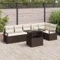 Preview: ARDEBO.de - 7-teilige Garten-Sofa-Set mit Kissen Braun Poly Rattan, 2-Sitzer Garten-Sofa mit Stauraum & Kissen Braun Poly Rattan