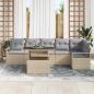 Preview: 7-teiliges Garten Sofa Set mit Kissen Beige Poly Rattan, 2-Sitzer Garten Sofa mit Stauraum und Kissen Beige Poly Rattan