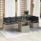 Preview: ARDEBO.de - 7-teiliges Garten Sofa Set mit Kissen in Hellgrau aus Poly Rattan, 2-Sitzer Garten Sofa mit Stauraum & Kissen in Grauem Poly Rattan
