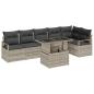 Preview: 7-teiliges Garten Sofa Set mit Kissen in Hellgrau aus Poly Rattan, 2-Sitzer Garten Sofa mit Stauraum & Kissen in Grauem Poly Rattan