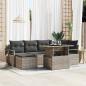 Preview: ARDEBO.de - 7-teiliges Garten Sofa Set mit Kissen Grau Poly Rattan, 2-Sitzer Garten Sofa mit Stauraum & Kissen Grau Poly Rattan