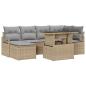 Preview: 7-teiliges Garten Sofa Set mit Kissen Beige Poly Rattan, 2-Sitzer Garten Sofa mit Stauraum & Kissen Beige Poly Rattan