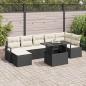 Preview: ARDEBO.de - 8-teiliges Garten Sofa Set mit Kissen Schwarz Poly Rattan, 2-Sitzer Garten Sofa mit Stauraum & Kissen Schwarz Poly Rattan