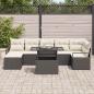 Preview: 8-teiliges Garten Sofa Set mit Kissen Schwarz Poly Rattan, 2-Sitzer Garten Sofa mit Stauraum & Kissen Schwarz Poly Rattan