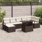 Preview: ARDEBO.de - 8-teiliges Garten Sofa Set mit Kissen Braun Poly Rattan, 2-Sitzer Garten Sofa mit Stauraum & Kissen Braun Poly Rattan