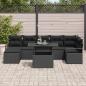 Preview: ARDEBO.de - 8-teiliges Garten Sofaset mit Kissen Schwarz Poly Rattan, 2-Sitzer Garten Sofa mit Stauraum & Kissen Schwarz Poly Rattan