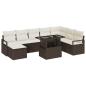 Preview: 9-teiliges Garten Sofa Set mit Kissen Braunes Poly-Rattan, 2-Sitzer Garten Sofa mit Stauraum & Kissen Braunes Poly-Rattan