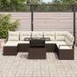 Preview: 9-teiliges Garten Sofa Set mit Kissen Braunes Poly-Rattan, 2-Sitzer Garten Sofa mit Stauraum & Kissen Braunes Poly-Rattan