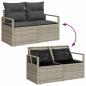 Preview: 9-teiliges Garten Sofa Set mit Kissen Hellgrau Poly Rattan, 2-Sitzer Garten Sofa mit Stauraum & Kissen Grau Poly Rattan