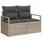 Preview: 9-teiliges Garten Sofa Set mit Kissen Hellgrau Poly Rattan, 2-Sitzer Garten Sofa mit Stauraum & Kissen Grau Poly Rattan