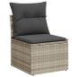 Preview: 9-teiliges Garten Sofa Set mit Kissen Hellgrau Poly Rattan, 2-Sitzer Garten Sofa mit Stauraum & Kissen Grau Poly Rattan