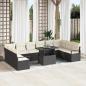 Preview: ARDEBO.de - 11-teiliges Garten-Sofa-Set mit Kissen Schwarzes Poly-Rattan, 2-Sitzer Garten-Sofa mit Stauraum & Kissen Schwarzes Poly-Rattan