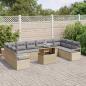 Preview: 11-teiliges Garten Sofa Set mit Kissen Beige Poly Rattan, 2-sitziges Garten Sofa mit Stauraum & Kissen Beige Poly Rattan