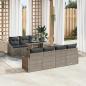 Preview: ARDEBO.de - 8-teiliges Garten Sofa Set mit Kissen Grau Poly Rattan