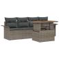 Preview: ARDEBO.de - 5-teiliges Garten-Sofa-Set mit Kissen Grau Poly-Rattan, 2-Sitzer Garten-Sofa mit Stauraum & Kissen Grau Poly-Rattan