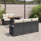 Preview: 6-teiliges Garten Sofa Set mit Kissen Schwarz Poly Rattan, 2-Sitzer Garten Sofa mit Stauraum & Kissen Schwarz Poly Rattan