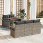 Preview: ARDEBO.de - 6-teiliges Garten-Sofa-Set mit Kissen grau Poly-Rattan, 2-Sitzer Garten-Sofa mit Stauraum & Kissen grau Poly-Rattan