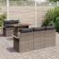 Preview: 6-teiliges Garten-Sofa-Set mit Kissen grau Poly-Rattan, 2-Sitzer Garten-Sofa mit Stauraum & Kissen grau Poly-Rattan