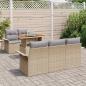 Preview: 6-teiliges Garten Sofa Set mit Kissen Beige Poly Rattan, 2-Sitzer Garten Sofa mit Stauraum & Kissen Beige Poly Rattan