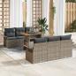 Preview: ARDEBO.de - 7-teiliges Garten-Sofa-Set mit Kissen Grau Poly Rattan, 2-Sitzer Garten Sofa mit Stauraum & Kissen Grau Poly Rattan