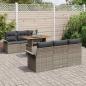 Preview: 7-teiliges Garten-Sofa-Set mit Kissen Grau Poly Rattan, 2-Sitzer Garten Sofa mit Stauraum & Kissen Grau Poly Rattan