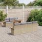 Preview: 8-teiliges Garten-Sofa-Set mit Kissen Beige Poly-Rattan, 2-Sitzer Garten-Sofa mit Stauraum & Kissen Beige Poly-Rattan