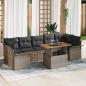 Preview: ARDEBO.de - 8-teiliges Garten-Sofa-Set mit Kissen grau Poly Rattan, 2-Sitzer Garten Sofa mit Stauraum & Kissen grau Poly Rattan