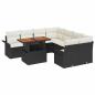Preview: ARDEBO.de - 9-teiliges Garten-Sofa-Set mit Kissen in Schwarz Poly-Rattan, 2-Sitzer Garten-Sofa mit Stauraum & Kissen in Schwarz Poly-Rattan