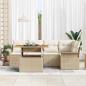 Preview: ARDEBO.de - 6-teiliges Garten-Sofa-Set mit Kissen Beiger Poly-Rattan, 2-Sitzer Garten-Sofa mit Stauraum & Kissen Beiger Poly-Rattan